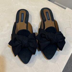 Margaux Black Suede Bow Mules